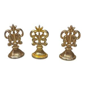 Antique Gold Fleur-De-Lis Wax Seal Stamp Set Brass Turtle Cross Woman Set Lot 3